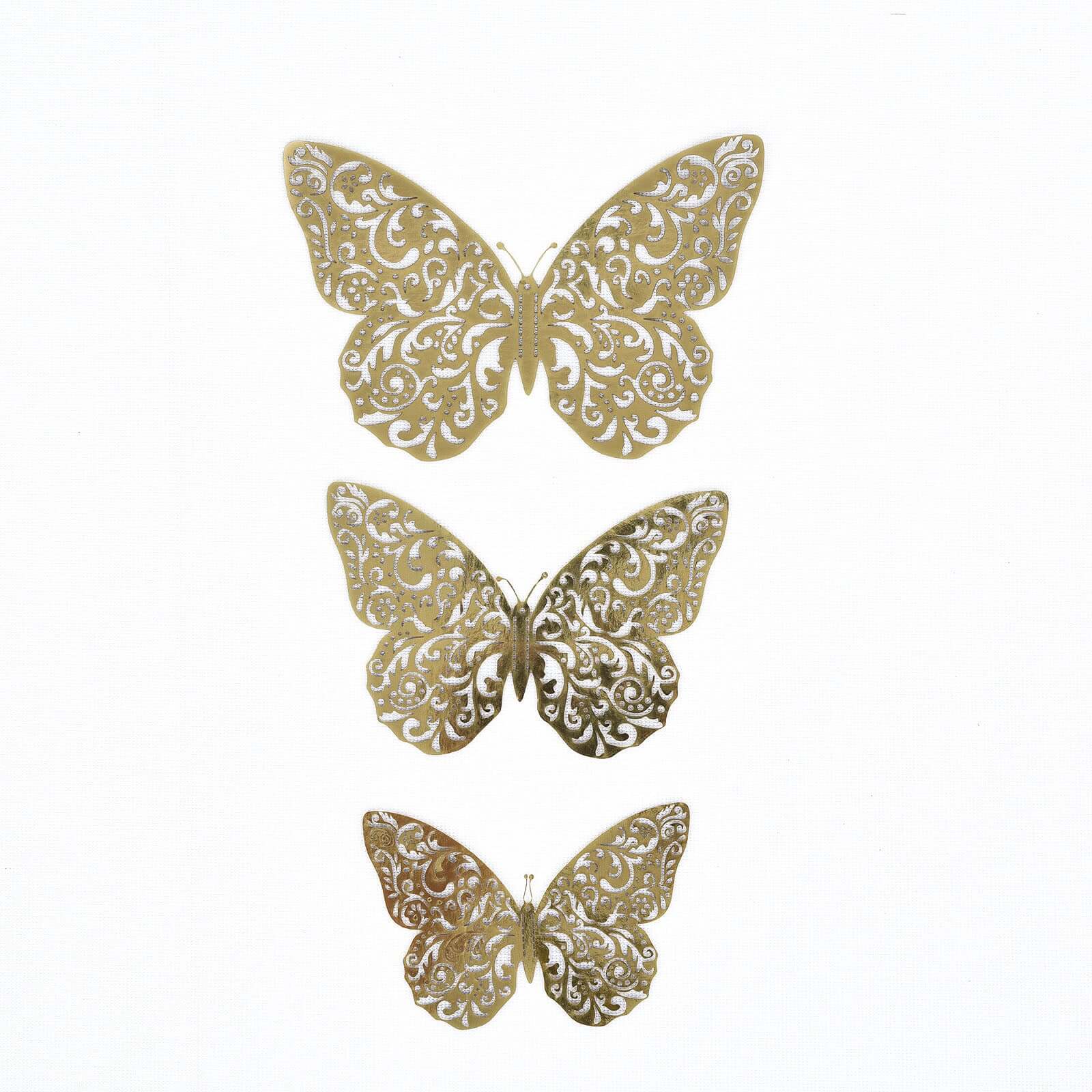 12 Pack 3D Gold Butterfly Wall Decals, DIY Mural Stickers, Metallic Butterfly Cake Decorations