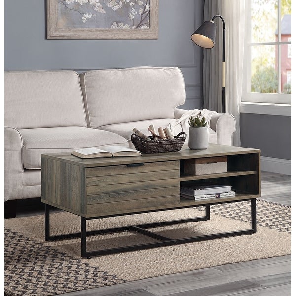 ACME Homare Coffee Table in Rustic Oak and Black Finish