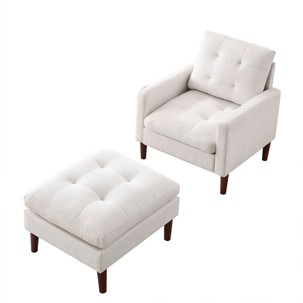 Modern Fabric Single Sofa Chair with Solid Wood Legs