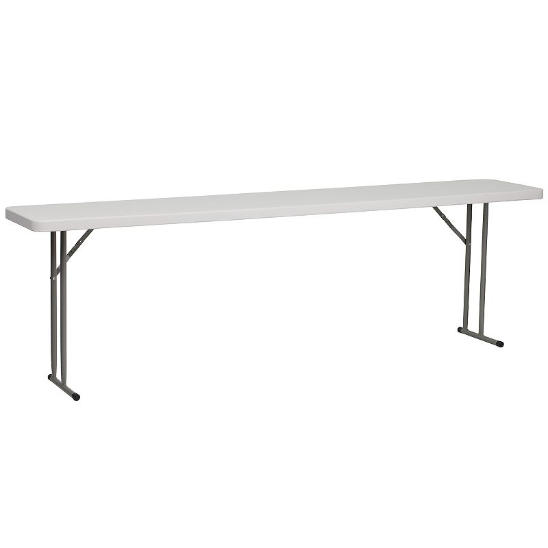 Emma and Oliver 8-Foot Rectangle Granite White Plastic Folding Training / Seminar Table