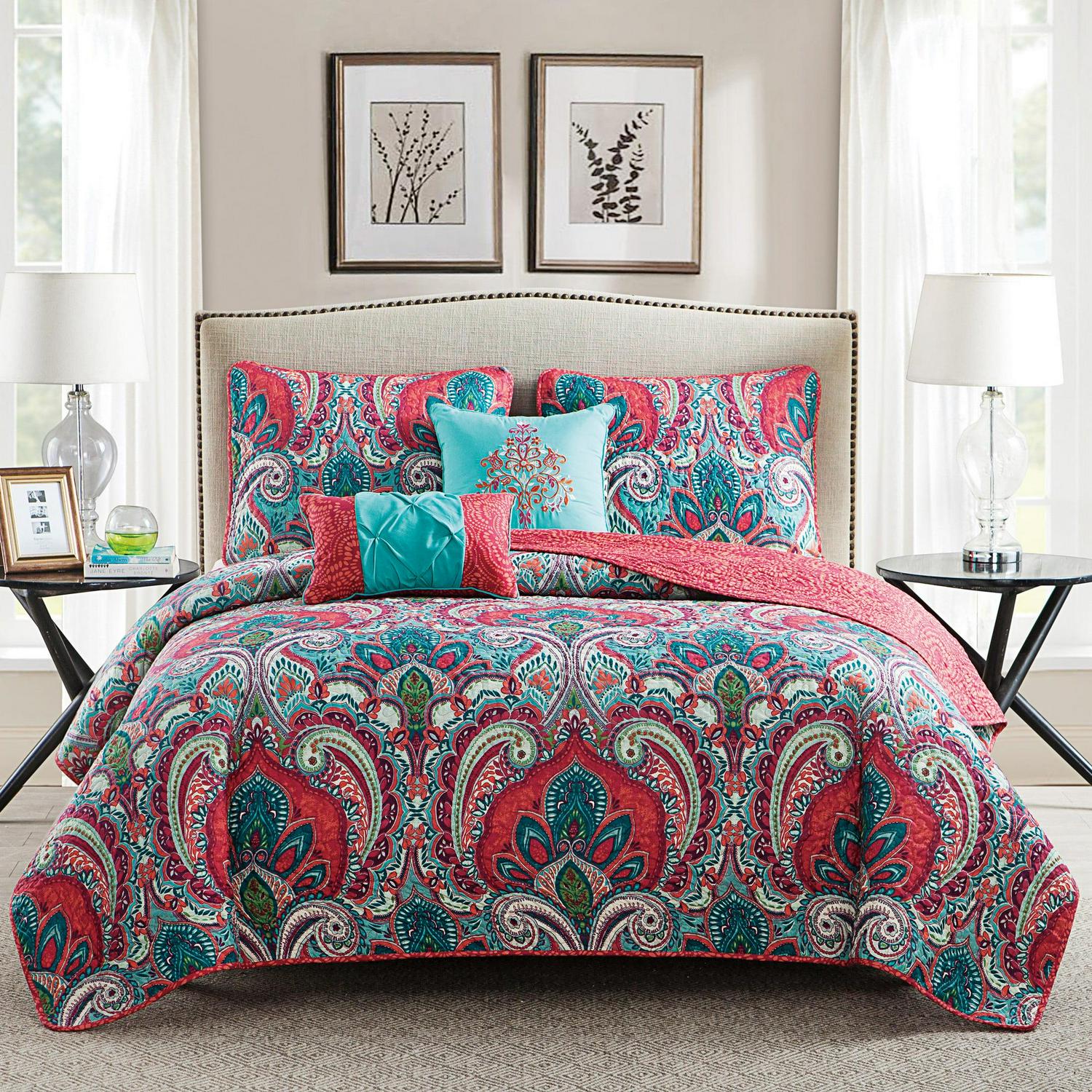 VCNY Home Casa Real 5-Piece Quilt Set， King with Quilt， Shams， and Dec Pillows