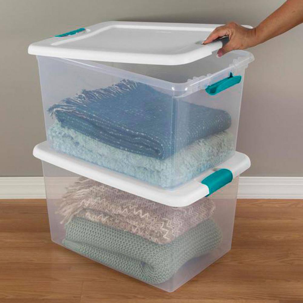 Sterilite 64 Quart Clear Plastic Storage Boxes Bins Totes wLatches (6 Pack) 6 x 14978006