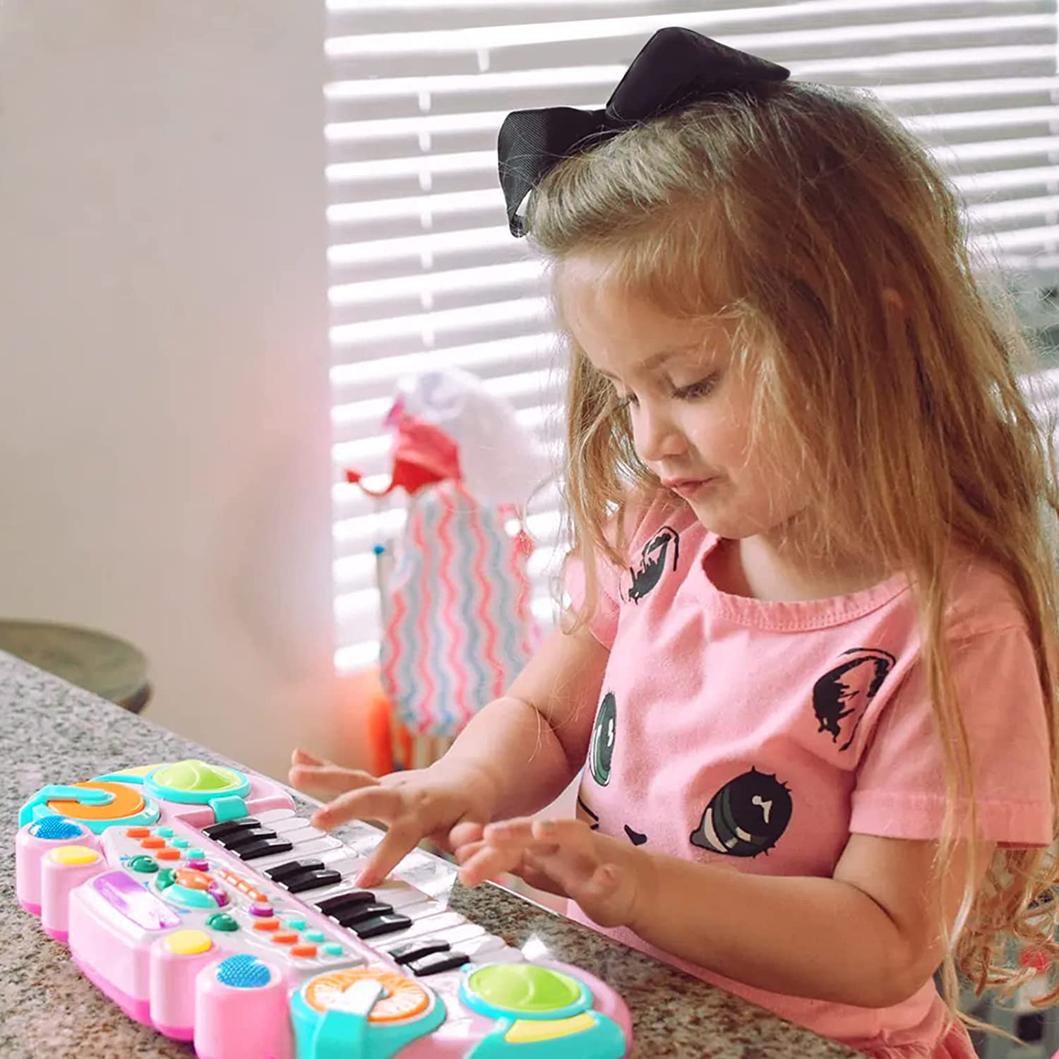 Zmoon Toddler Toys Piano Keyboard for Kids ， 24 Keys Light up Piano for Kids Baby Toy Musical Instrument