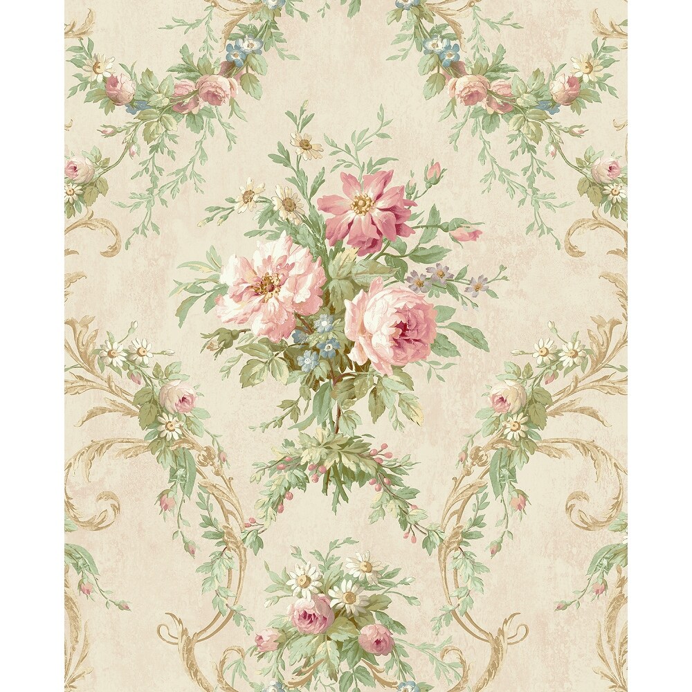 Seabrook Designs Alice Floral Damask Unpasted Wallpaper