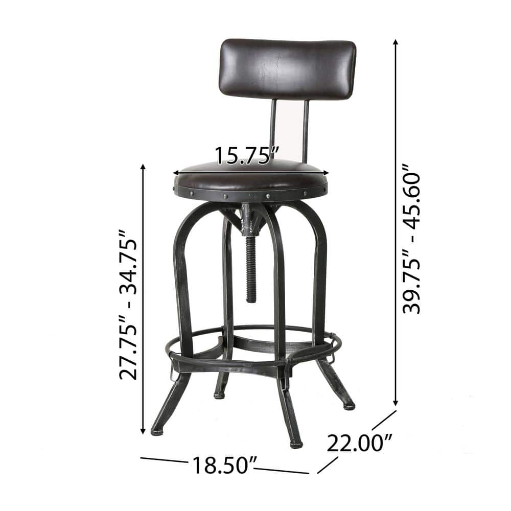 Noble House Vlippu 39 in. Brown Adjustable Bar Stool 8120