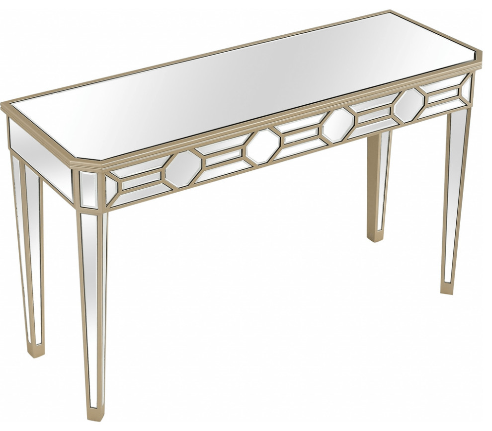 Gold Trimmed Mirrored Console Table   Contemporary   Console Tables   by HomeRoots  Houzz