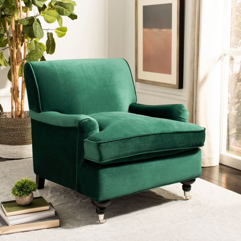 Chester Club Chair Emerald/ Espresso   Traditional   Armchairs And Accent Chairs   by Peachtree Fine Furniture  Houzz