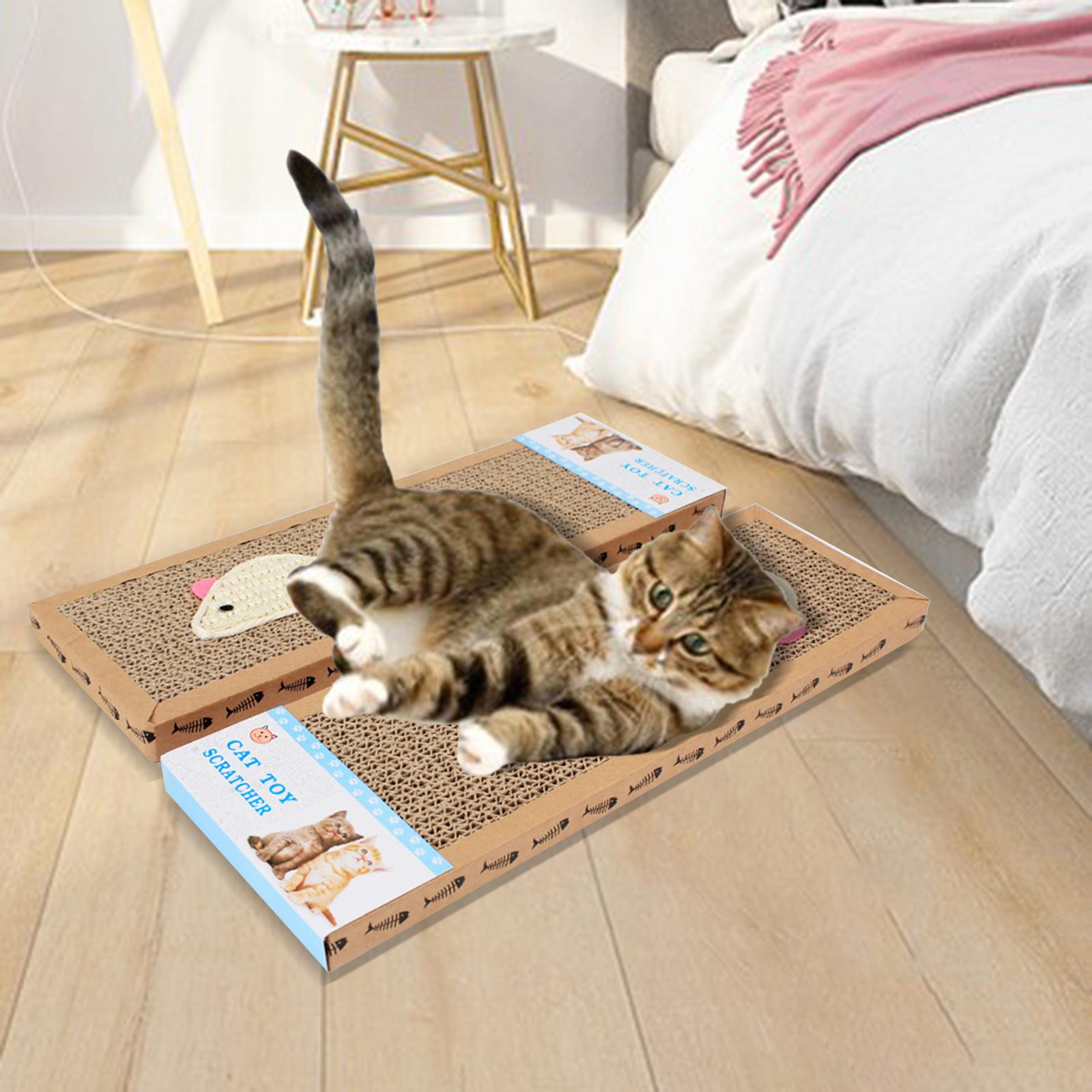 2 Pieces Pet Cat Scratcher Pads Cat Toy Corrugated Cardboard Cats Scratching