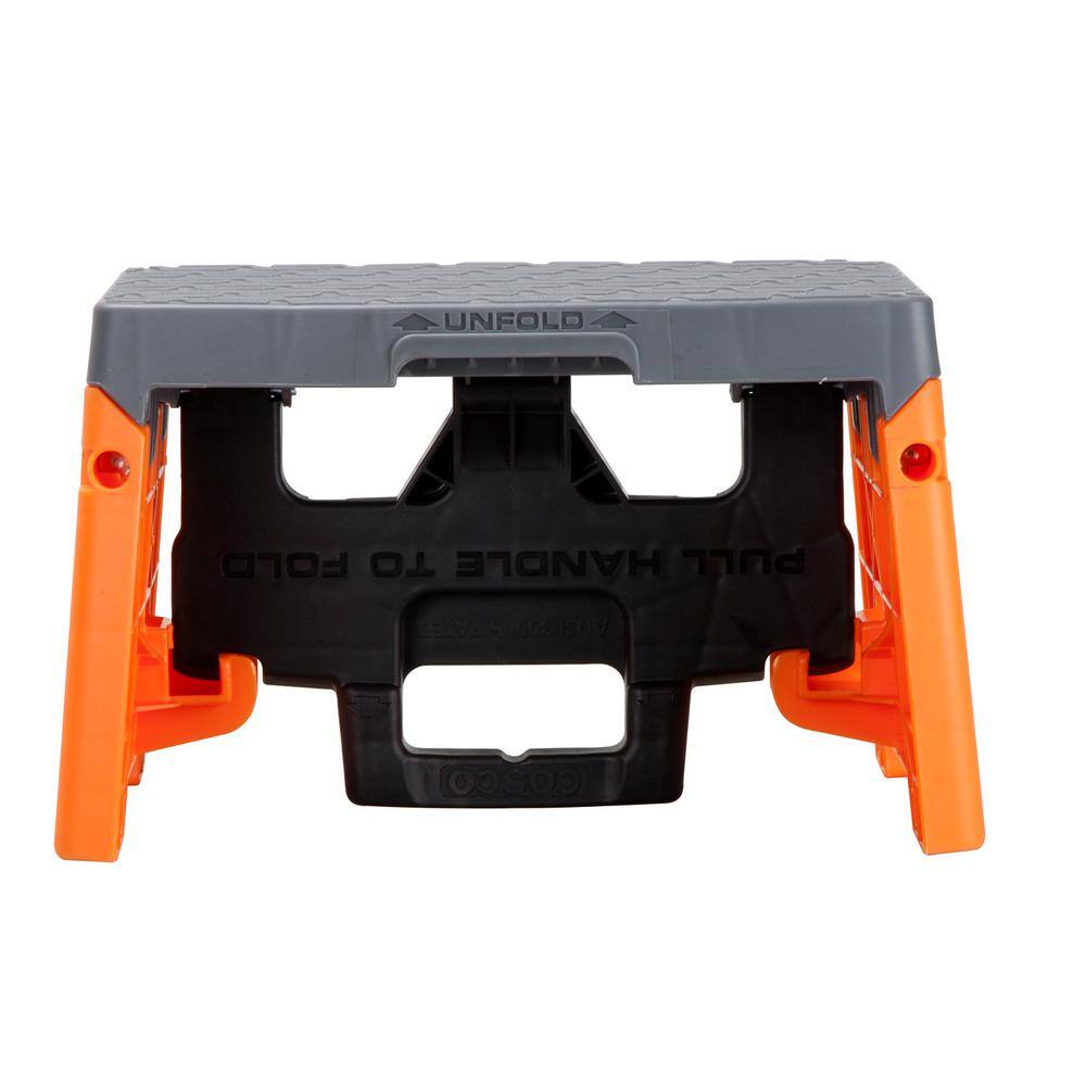 Cosco 1-Step Resin Molded Folding Step Stool Type 1A in Orange Black and Gray 11903BGO1E