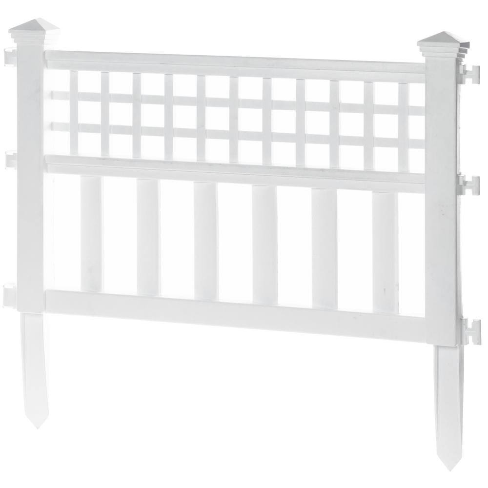 Gardenised 20 in. H White Vinyl Garden Gate Patio Picket Fence Flower Bed Border Edging QI003741.WL