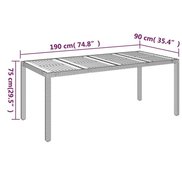 vidaXL Patio Table with Glass Top Black/Gray multisize Poly Rattan