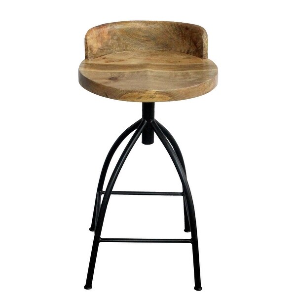 25-31 Inch Industrial Style Counter Height Stool with Adjustable Swivel Seat， Brown， Black