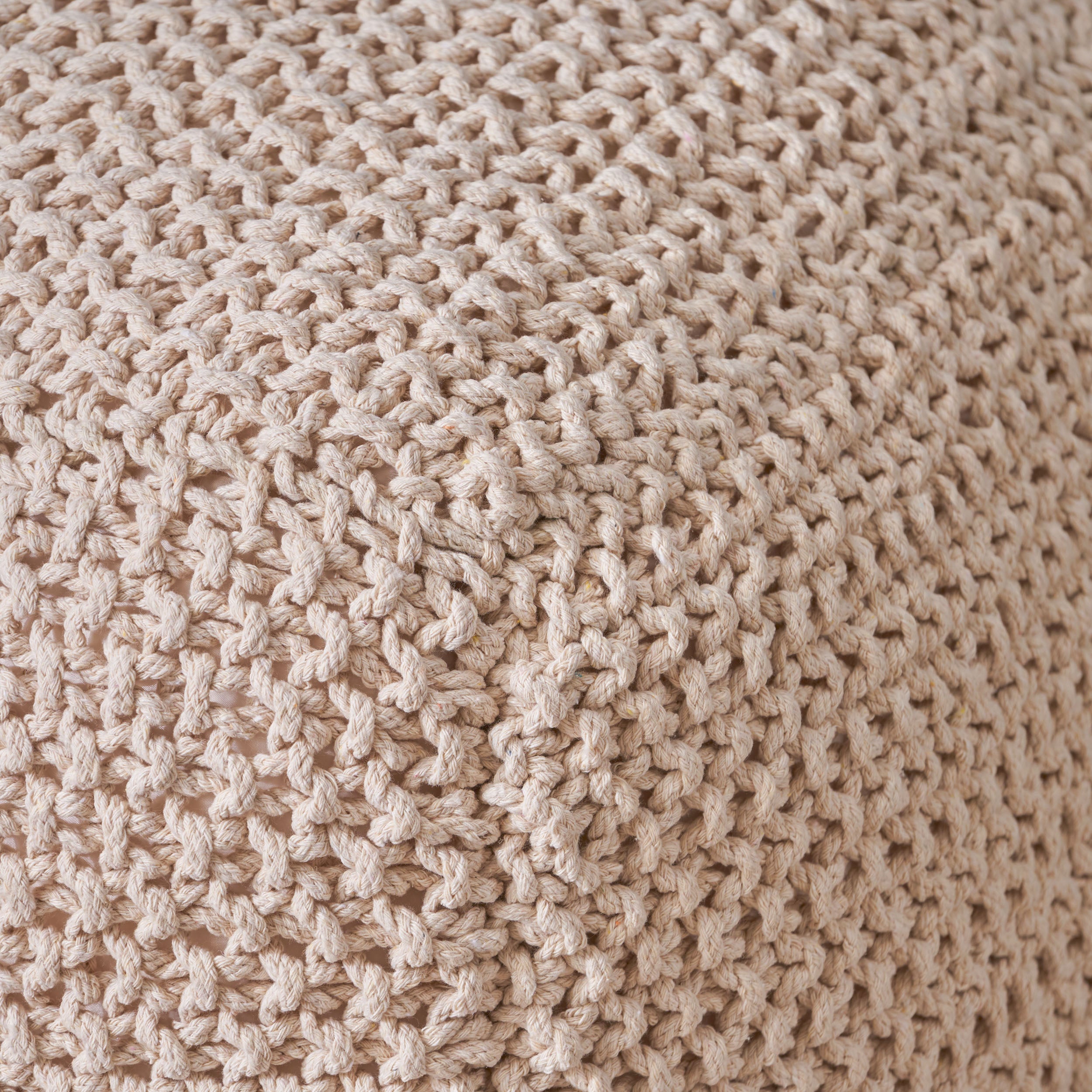 Knox Modern Boho Hand-Knitted Cotton Thread Pouf Foot Stool