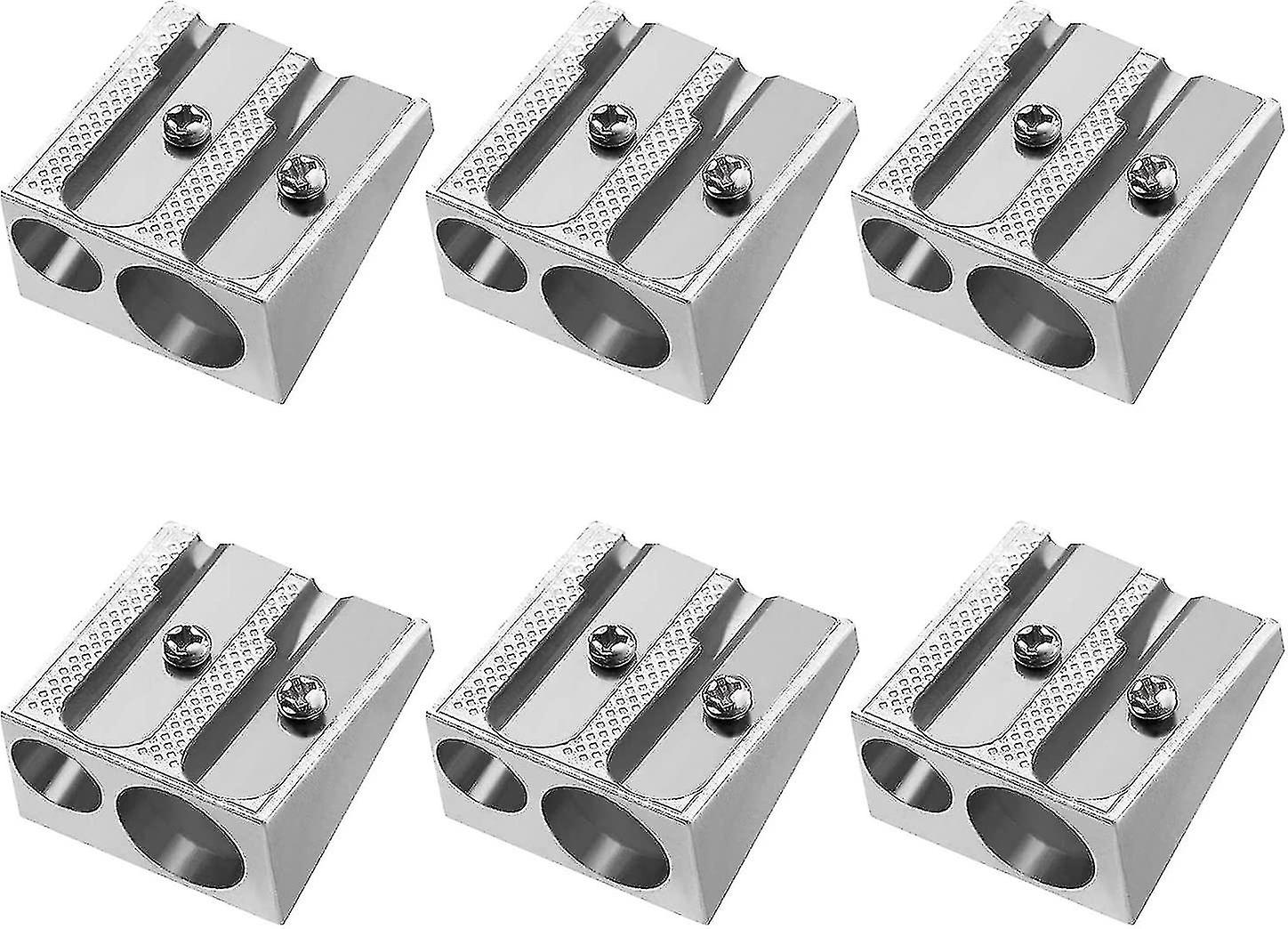 Manual Pencil Sharpeners，handheld Metal Pencil Sharpener， Dual Holes Sharpener For Travel School Officeslivery(6 Pcs)