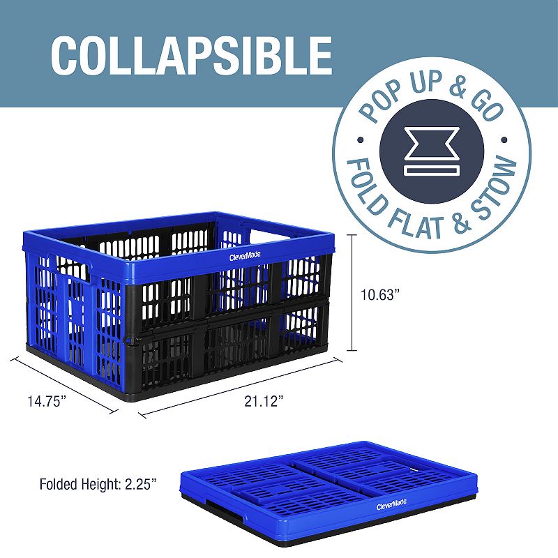 CleverMade Collapsible Utility Crate 3-piece Set