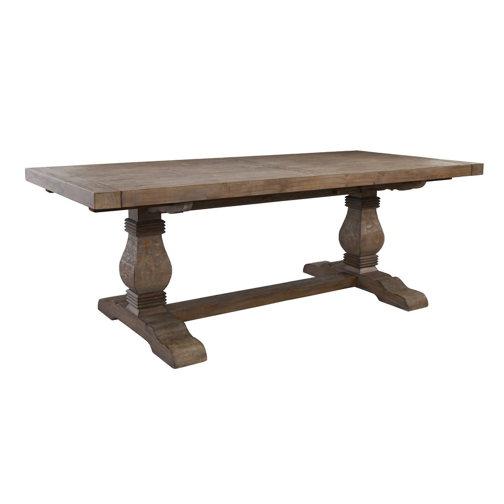 Plank Top Wooden Extendable Dining Table with Pedestal Base  Brown