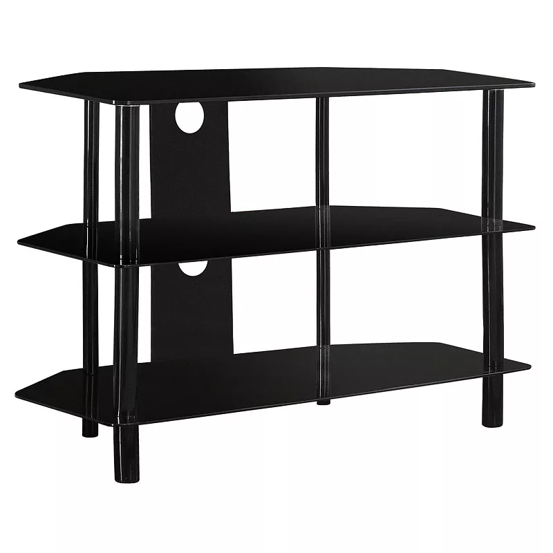 35.75 Black Contemporary TV Stand with Tempered Glass