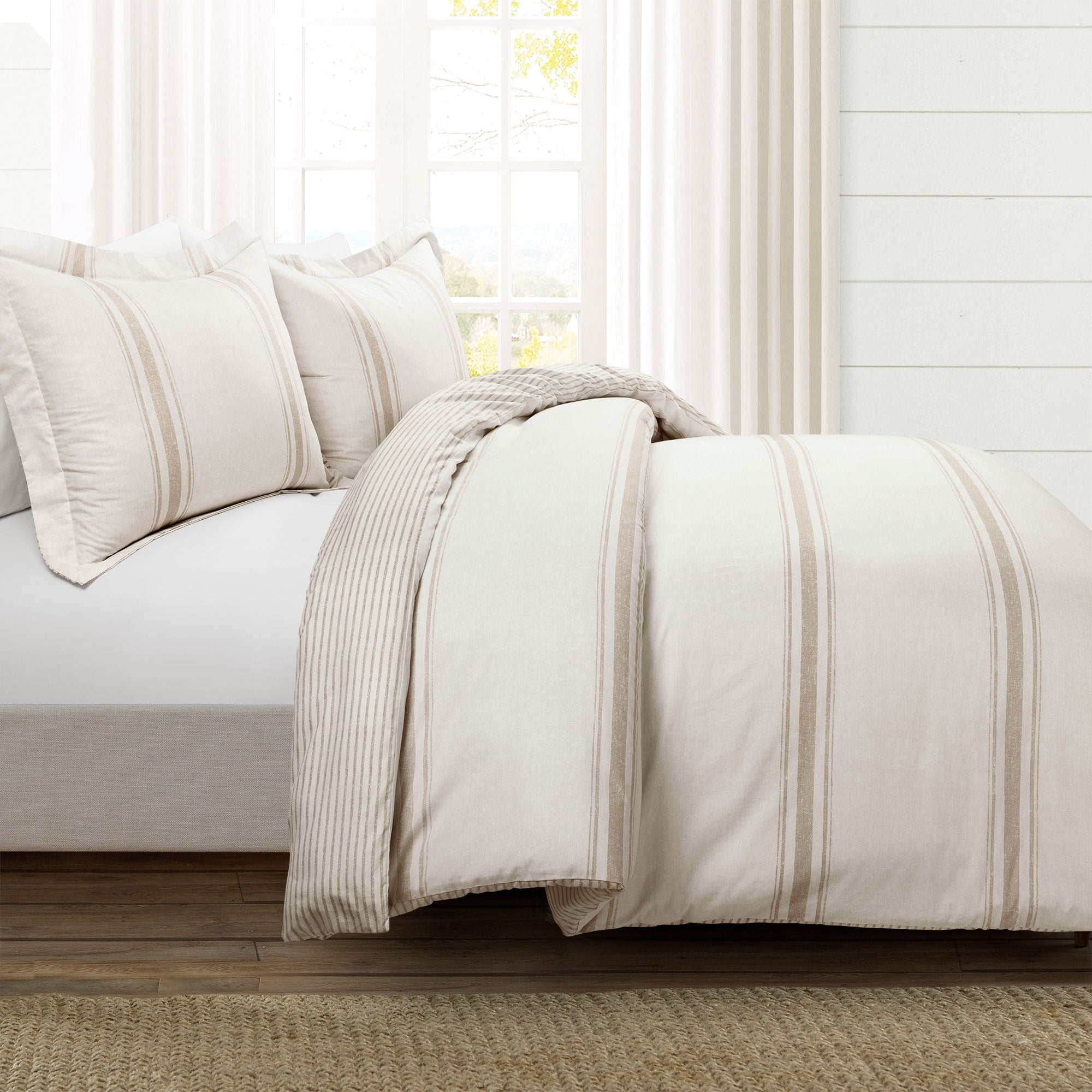 Farmhouse Stripe 100% Cotton Duvet Cover Set