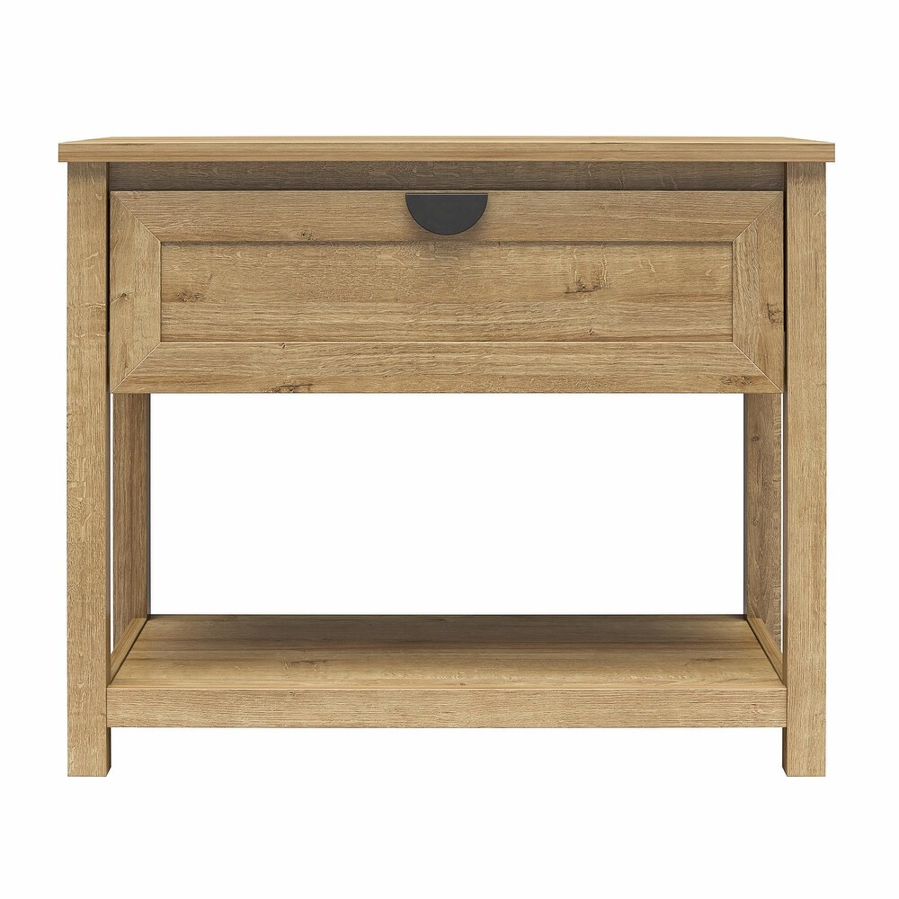 Mr. Kate Primrose Wide 1 Drawer Nightstand with Open Shelf  Ivory Oak