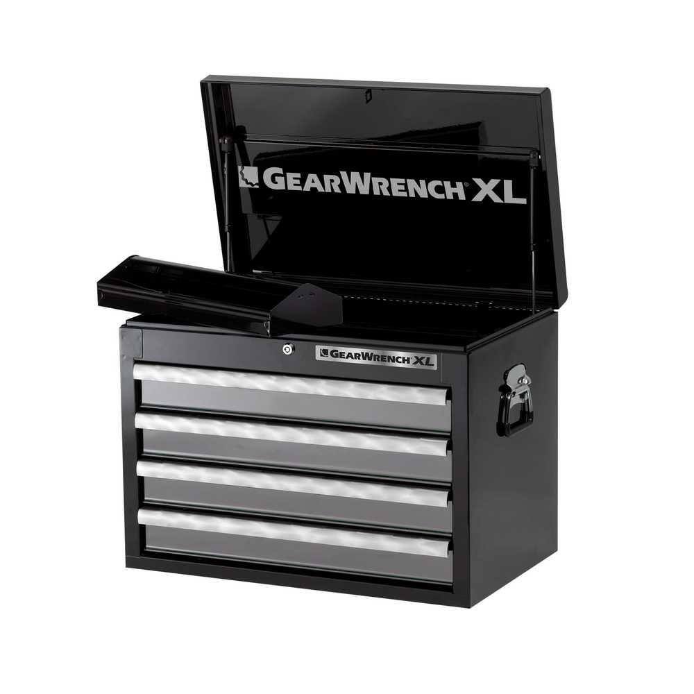 GEARWRENCH 26 in. 4-Drawer Top Chest in BlackSilver 83154