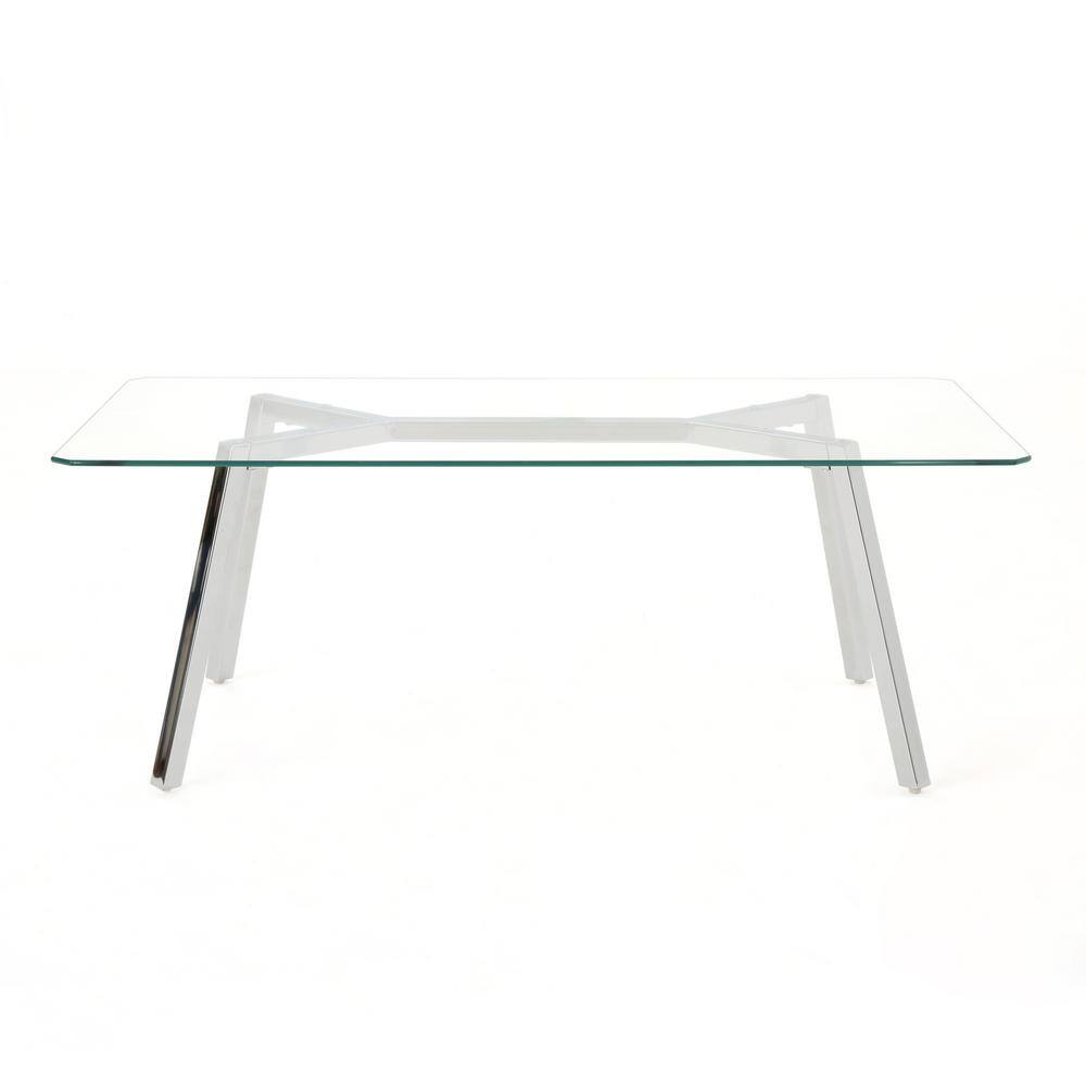 Noble House Zavier Clear Tempered Glass Dining Table 39242