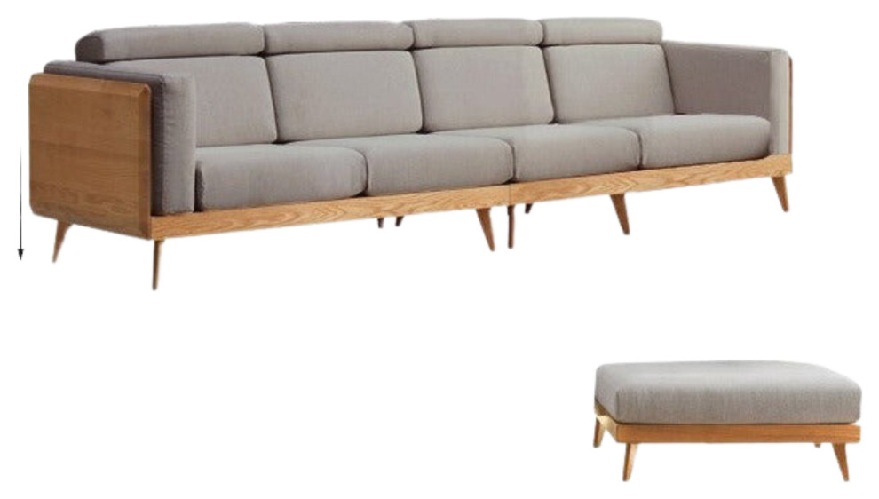 Oak Solid Wood Fabric and Leather Sectional Sofa   Midcentury   Sectional Sofas   by GVAwood  Houzz