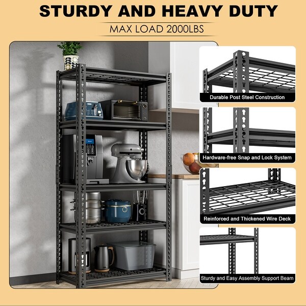 DoCred 5 Tier Heavy Duty Steel Storage Shelving Unit，3 Pack