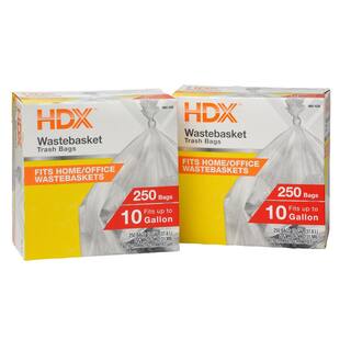 HDX 10 Gal. Clear Waste Liner Trash Bags (500-Count) HDX10G500-2PK