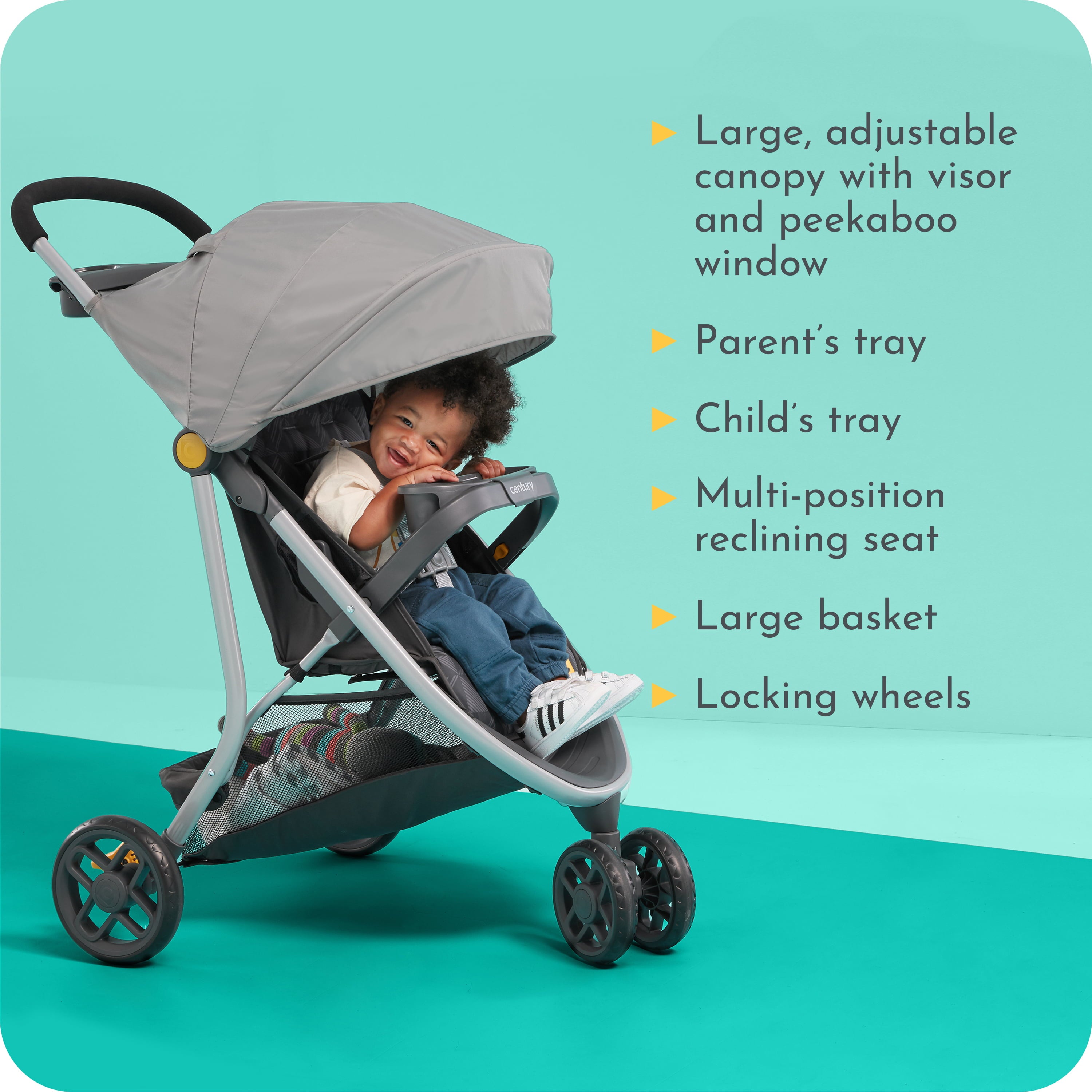 Century Stroll On 3-Wheel 2-in-1 Lightweight Travel System, Berry