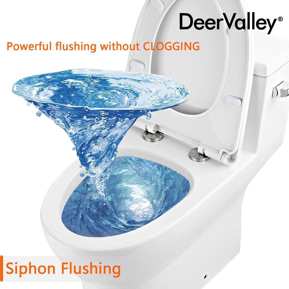 DEERVALLEY DeerValley Concord 12 in. Rough in Size 1-Piece 1.28 GPF Single Flush Elongated Toilet in White Seat Included DV-1F52626