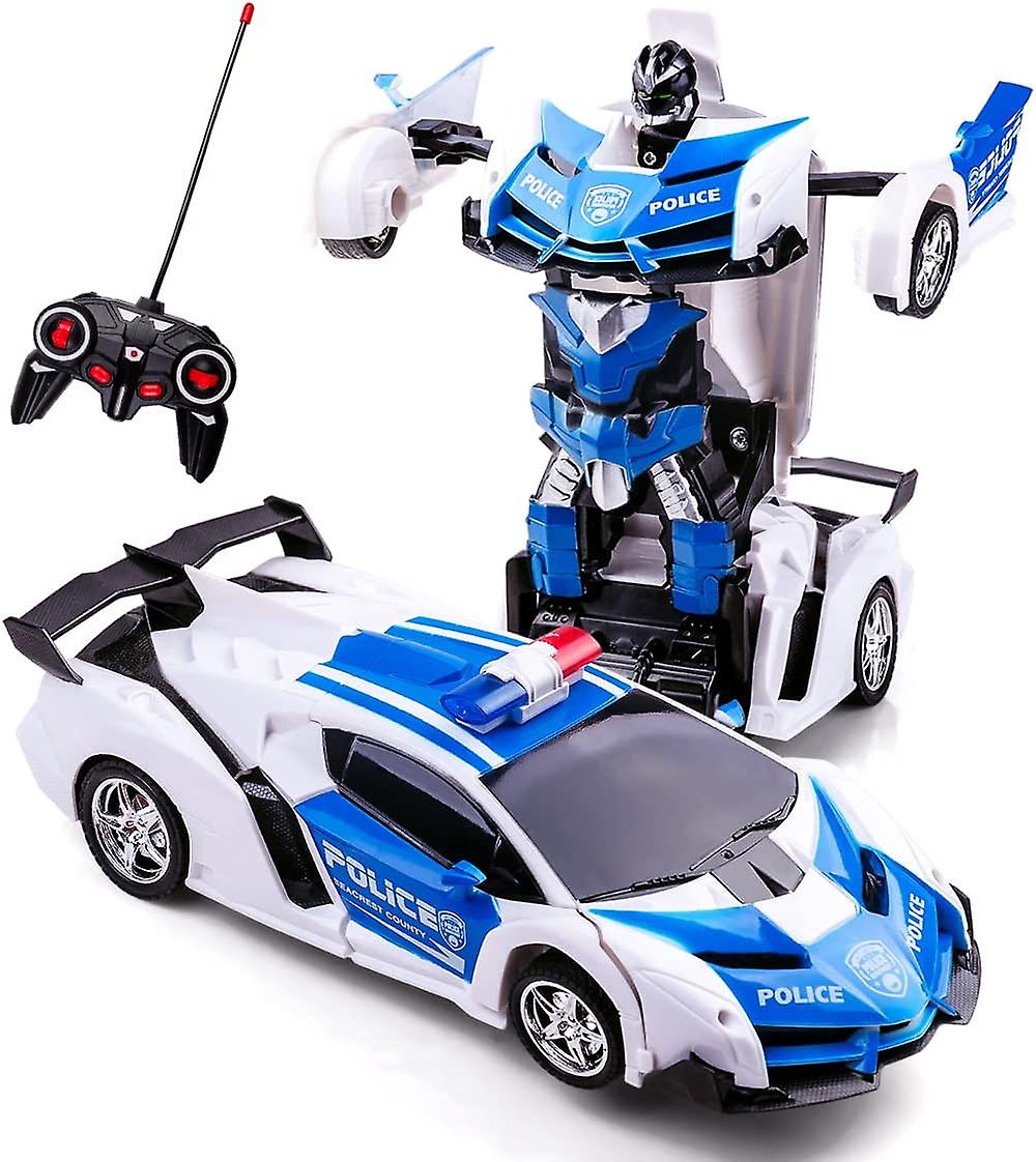 Deformation Car For 7-11 Years Old Kids，transforming Car Robot Vehicle Toy Police Car For Boys Remote Control Drifting Rc Racing Car Best Birthday Xma