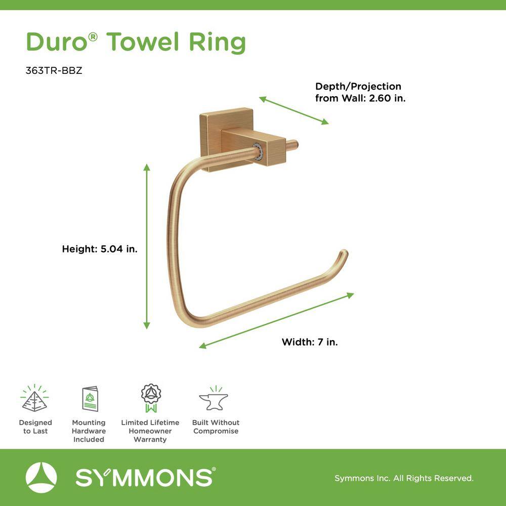 Symmons Duro Wall-Mounted Hand Towel Ring in Brushed Bronze 363TR-BBZ
