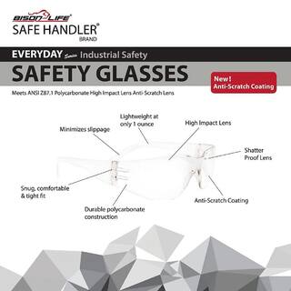 Safe Handler White Crystal Clear Lens Color Temple Safety Glasses (36-Pairs) BLSH-ESCR-CLLCT-SG11W-36