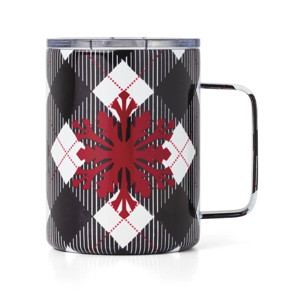 Cambridge 16 Oz Insulated Black Plaid Coffee Mug