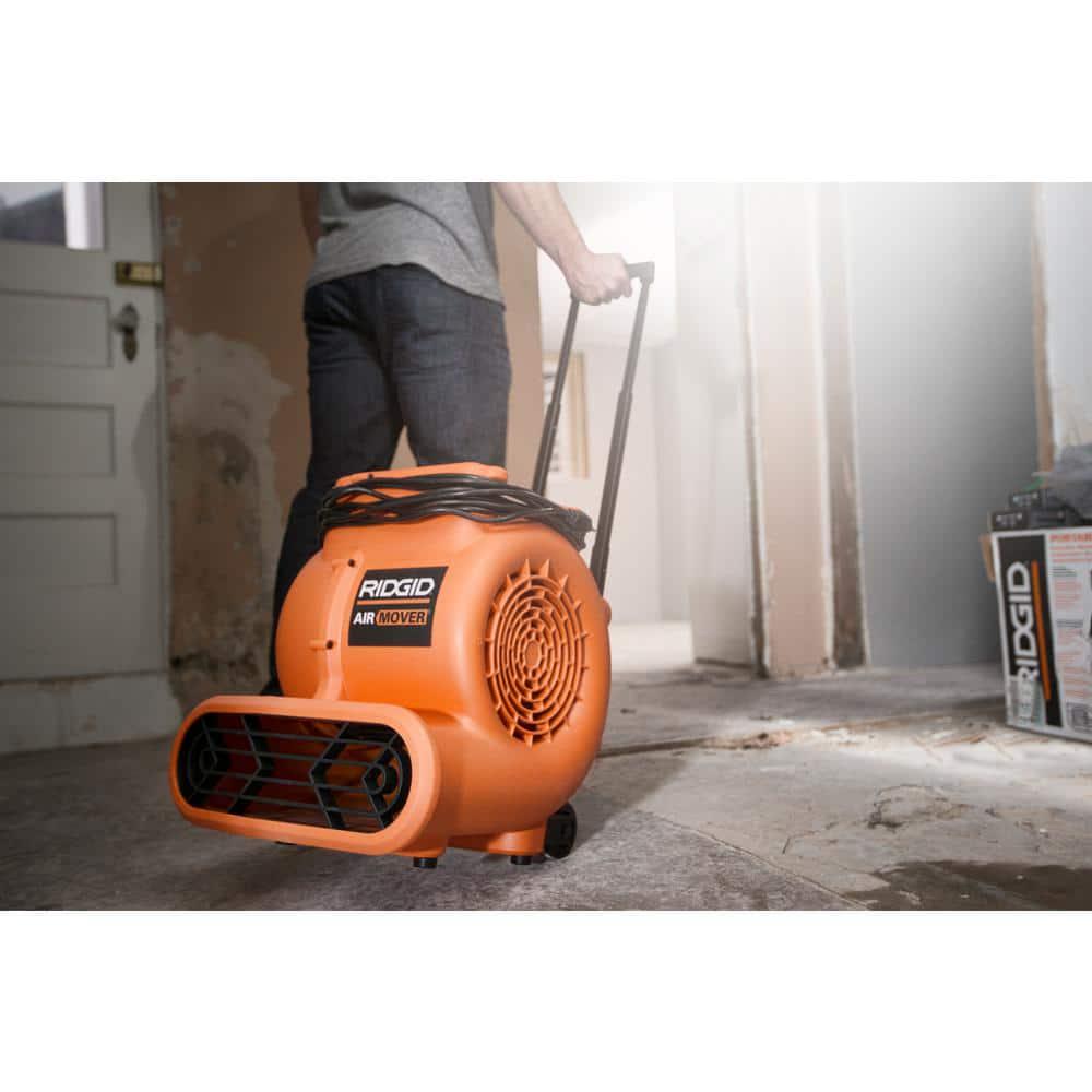 RIDGID 1625 CFM 3Speed Portable Blower Fan Air Mover with Collapsible Handle and Rear Wheels for Water Damage Restoration