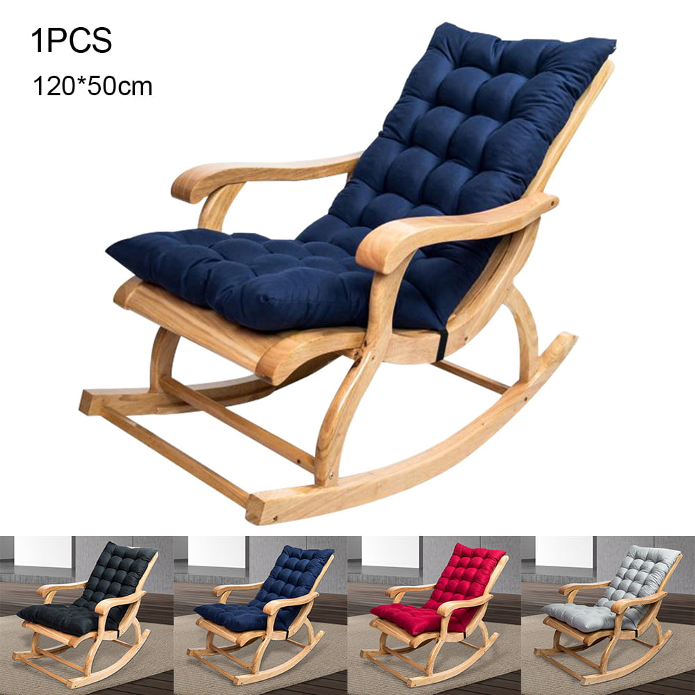 Willstar Sun Lounger Cushion Pads， Rocking Chair Cushion Garden Non-slip with Backrest Ties Thick Patio Lounger Cushions Folding Memory Foam Pad Recliner (Navy-120*50)