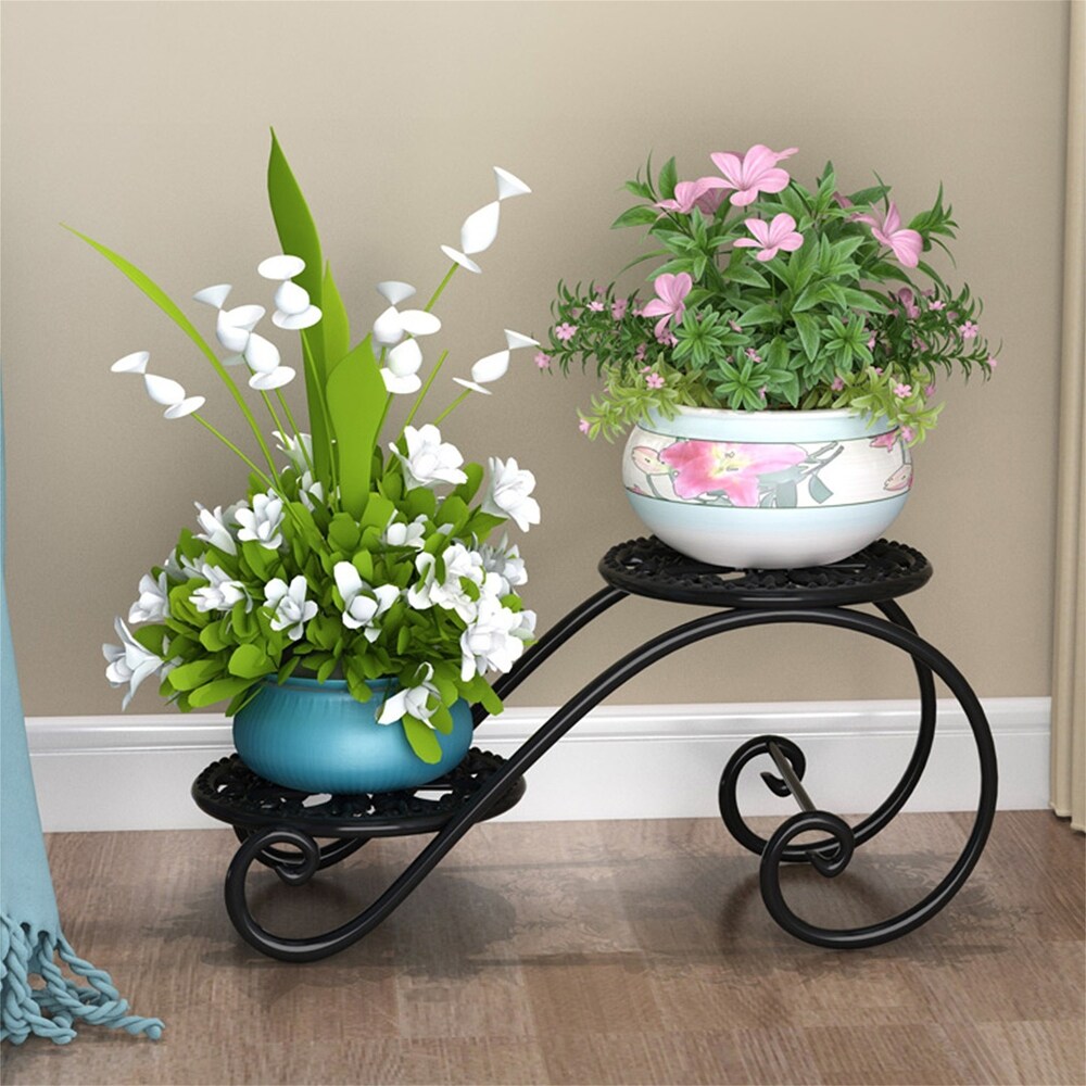 2 Tier Metal Plant Stand Storage Rack Shelf Flower Pot Holder