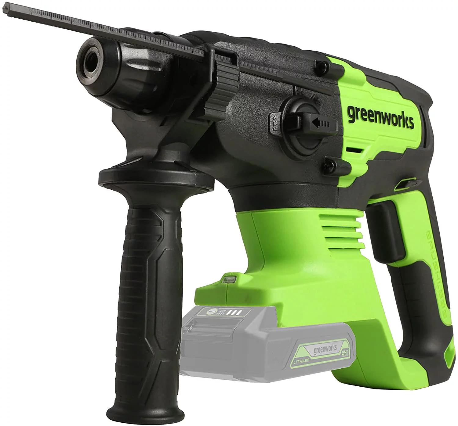 Greenworks 24V Brushless SDS-Plus 2J Rotary Hammer， Battery Not Included HM24L00