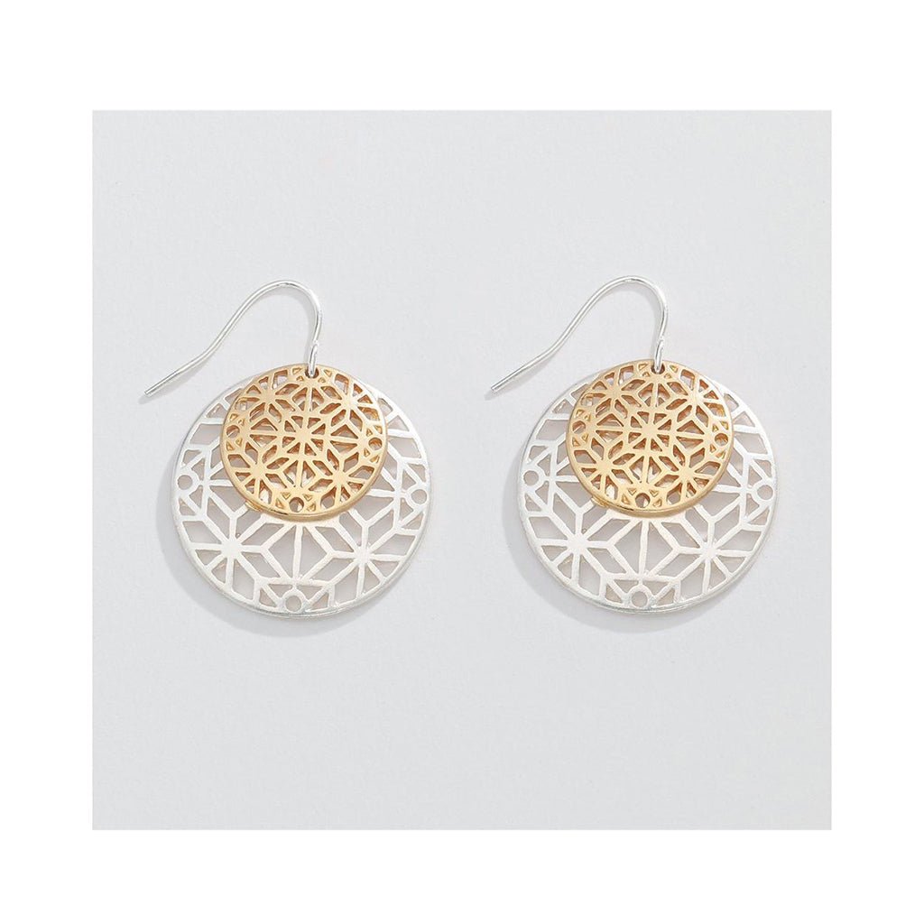 Periwinkle by Barlow Two-Tone Geometric Patterned Cutouts- Earrings