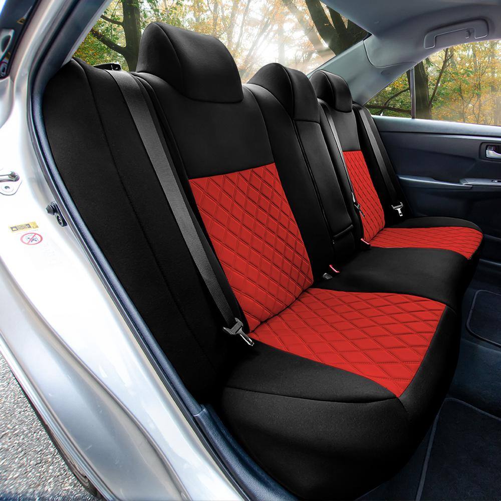 FH Group Neoprene Waterproof Custom Fit Seat Covers for 2012 - 2017 Toyota Camry LE to SE to XSE to XLE DMCM5005RED-FULL