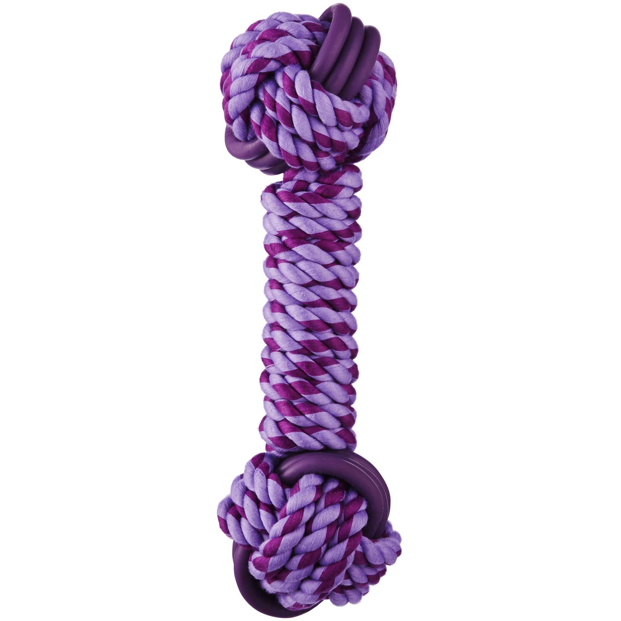 Leaps  Bounds Toss and Tug Rope Barbell Dog Toy With TPR in Assorted Colors， 9