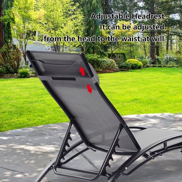 2-Pcs Set Chaise Lounges Outdoor Lounge Chair Lounger Recliner Chair