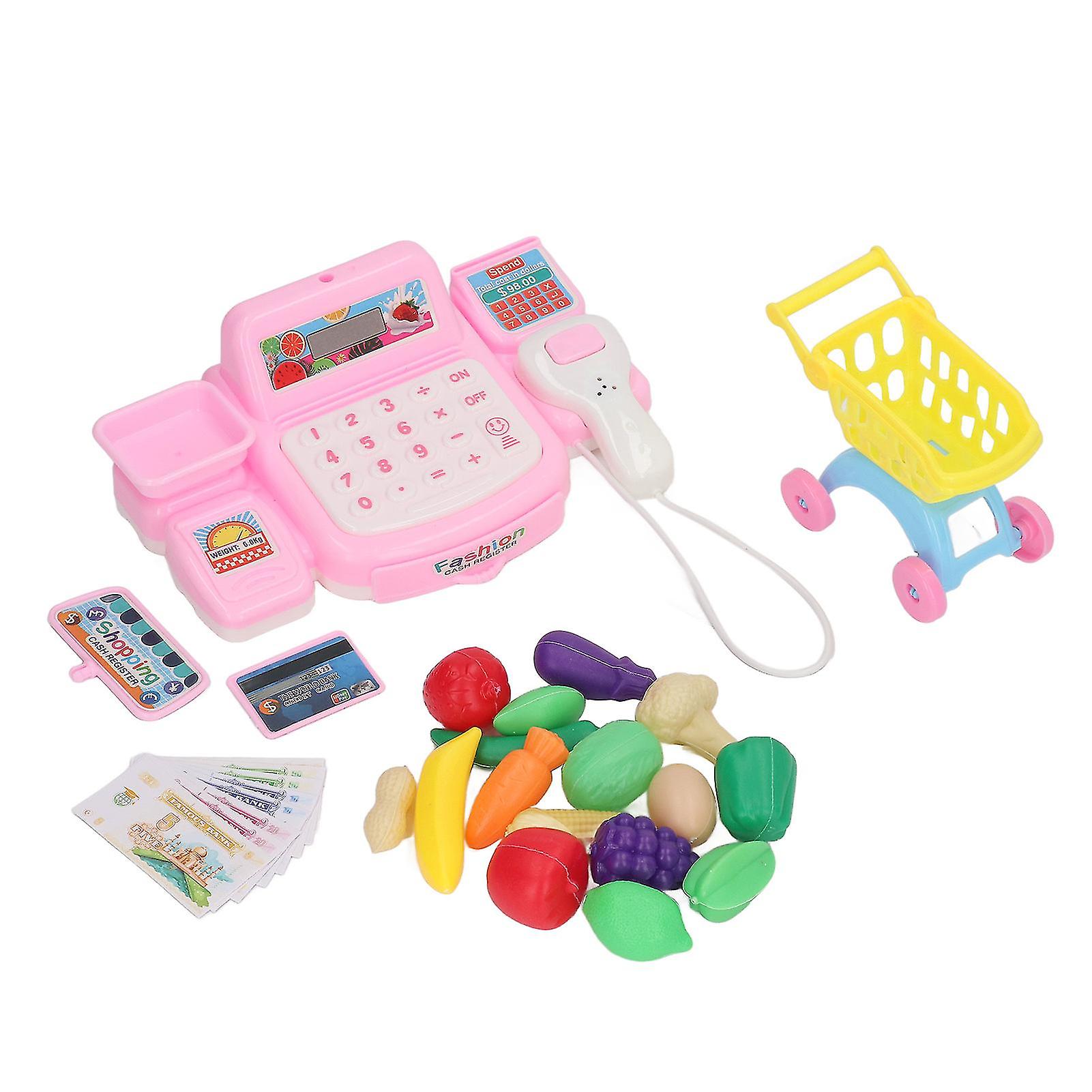 Cash Register Toy Playset Cute Bright Colors Durable Plastic Light Sound Effect Kids Cash Register for Ages Over 3