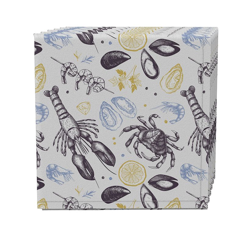 Napkin Set of 4， 100% Cotton， 20x20， Gourmet Seafood