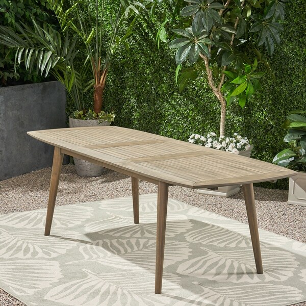 Outdoor Acacia Wood Expandable Dining Table，Assembly Required ，Gray