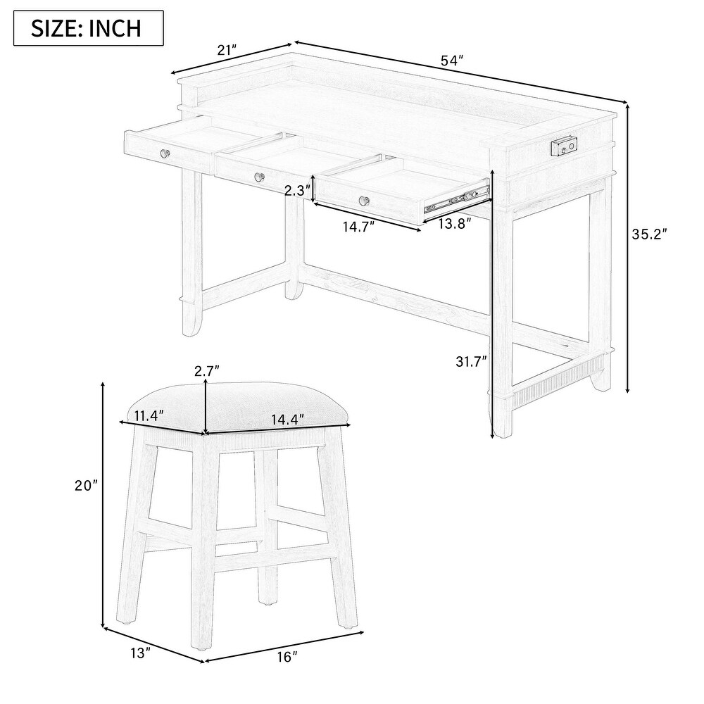 4 Piece Multifunctional Dining Table Set w/Stools   USB Port   Drawer