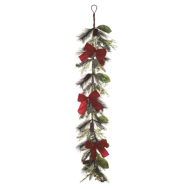 Transpac Artificial 60 In Multicolor Christmas Bow Garland