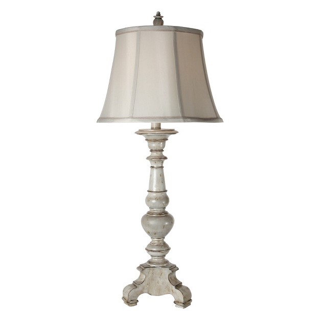 Jane Seymour Yorktown White Table Lamp With Ivory Fabric Shade Stylecraft