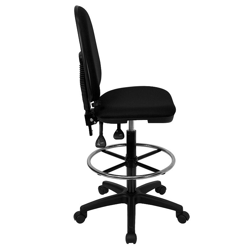 Emma and Oliver Mid-Back Black Fabric Adjustable Lumbar Ergonomic Draft Chair