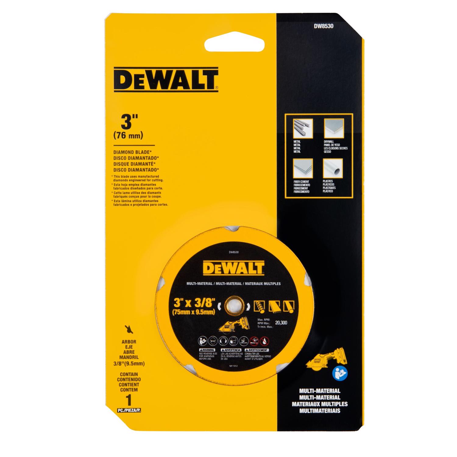 DW 3 in. D X 3/8 in. Diamond Multi-Material Cut-Off Blade 1 pk